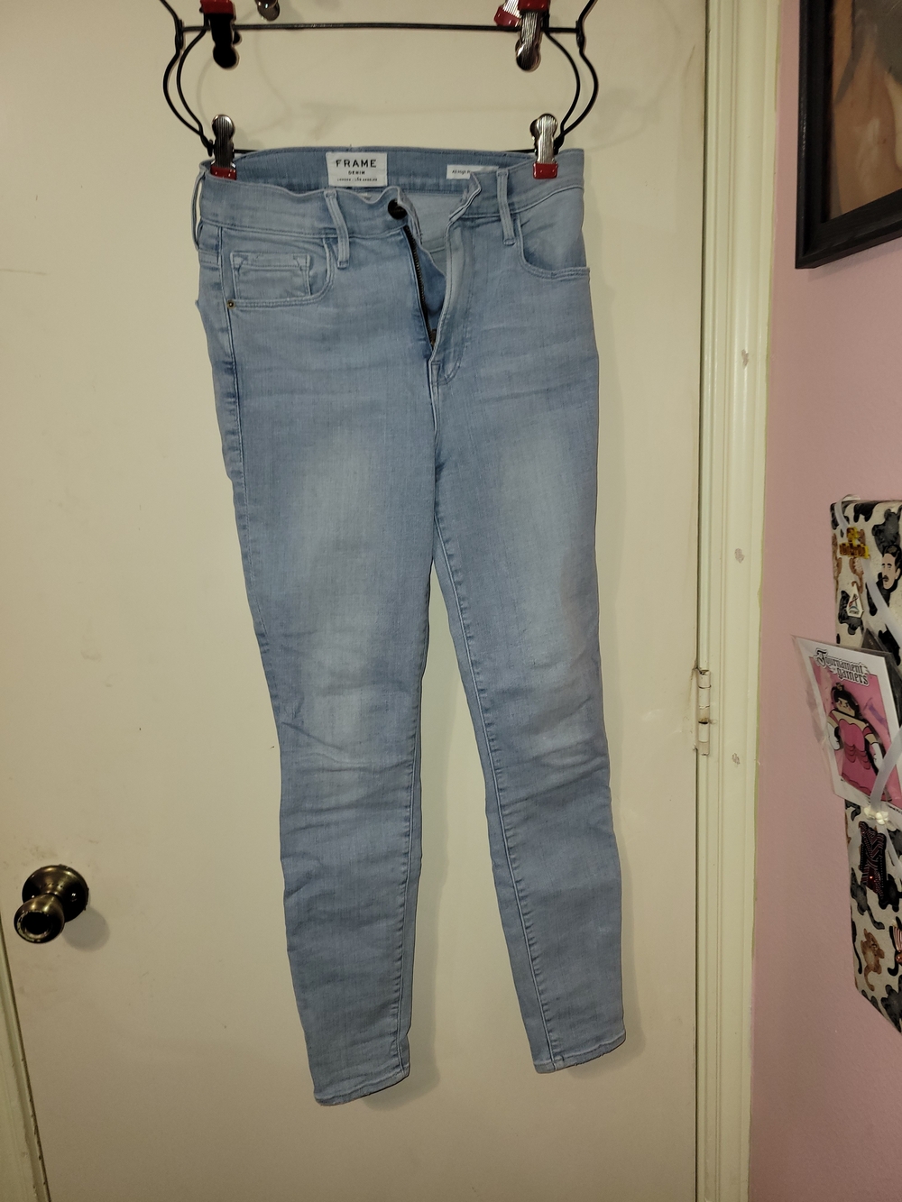 Frame Denim Light Blue High-Rise Skinny Jeans